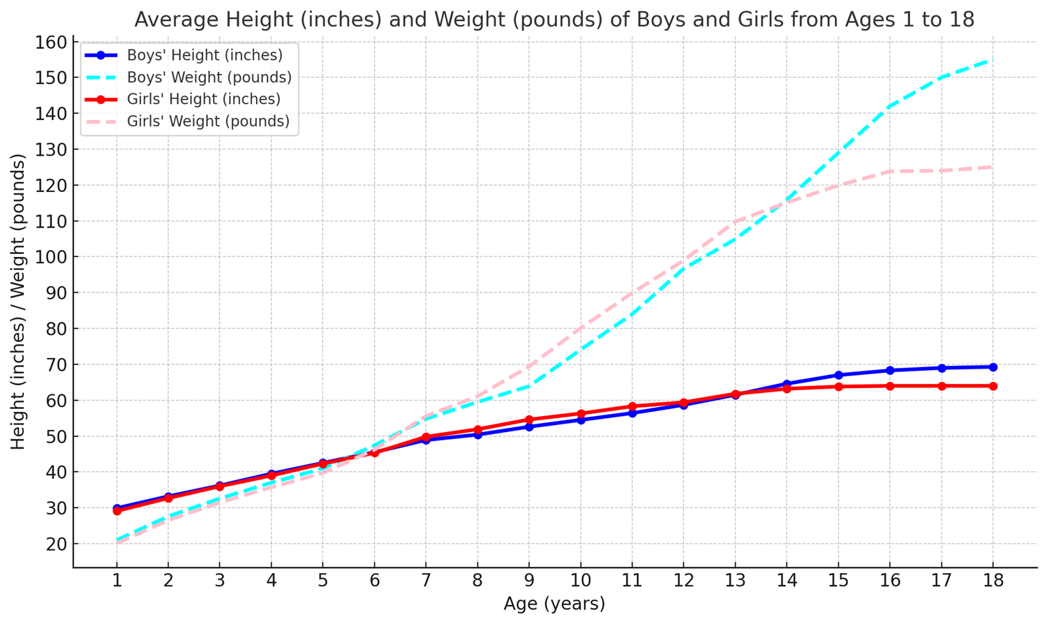 chart of average height and weight according to age boys and girls inches pounds