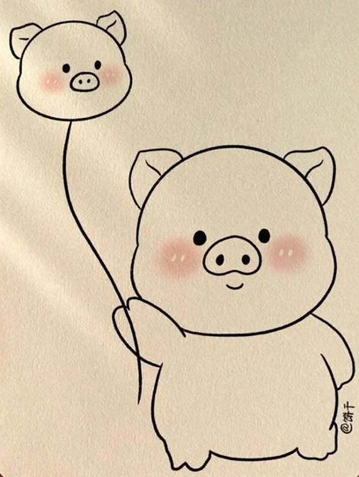 cute pig drawing simple things to draw