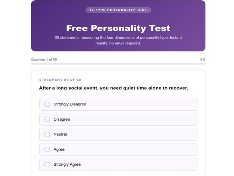 mbti personality test free